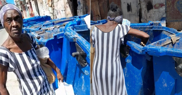 Abuela cubana busca ropa en basureros de La Habana