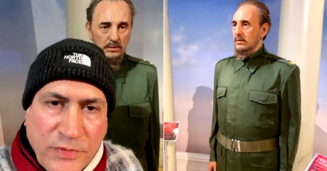 Yunior Morales pide libertad para Cuba delante de Fidel Castro en museo de cera de Nueva York
