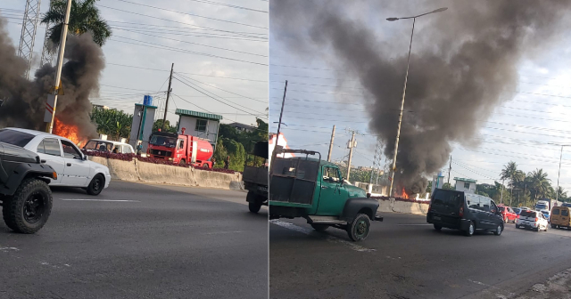 Auto se incendia en avenida Boyeros de La Habana