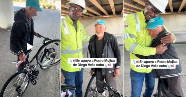 Obreros ayudan a anciano cubano que encontraron debajo de un puente en Houston