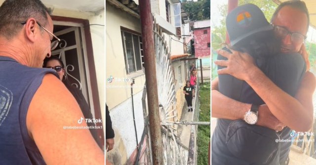 Emotivo reencuentro sorpresa de una cubana con su padre tras 10 años sin verse