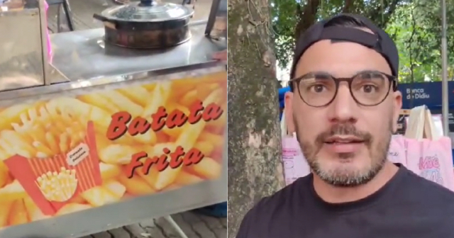 Cubano sale adelante con un carrito de comida rápida en Brasil