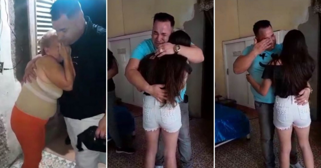 Entre lágrimas, cubano protagoniza emotivo reencuentra con su hija y su madre después de 5 años