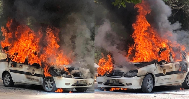 Se incendia auto estatal en carretera de La Habana