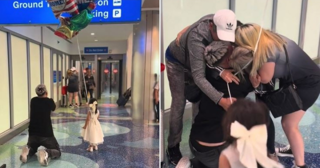 ¡Pura emoción! Cubano recibe a sus padres de rodillas en aeropuerto de Miami tras 2 años sin verles
