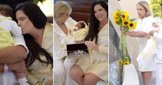 Tras salir del hospital con su bebé Alma recién nacida, Camila Guiribitey fue a la Ermita de la Caridad en Miami