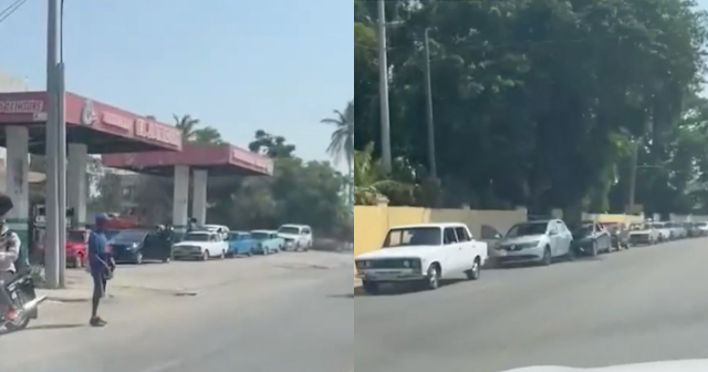 Colas de varias cuadras para comprar combustible en Cuba