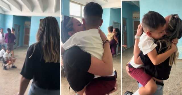 Emotivo reencuentro: Madre cubana sorprende a su hijo en la escuela después de casi 2 años