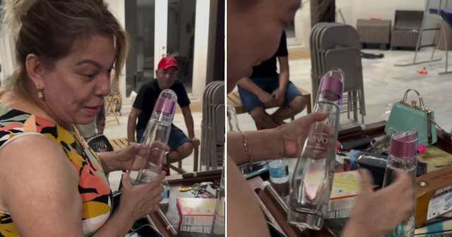 Cubana en EE.UU. guarda botellas de licor: "Con agua de café sirve de adorno"