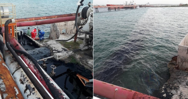 Salidero provoca otro derrame de petróleo en la Bahía de Matanzas