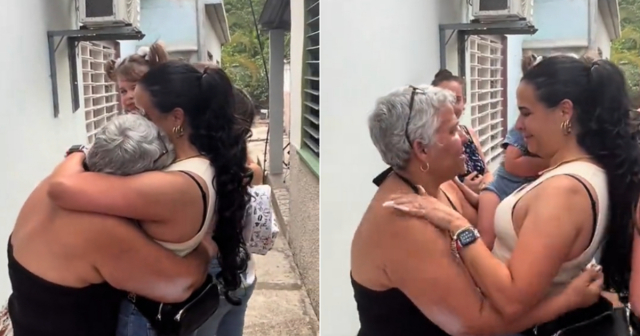 Cubana con su hija en brazos llega a la isla sin avisar y sorprende a sus padres después de 4 años