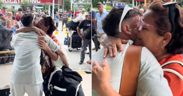 Cubano se reencuentra con su madre en aeropuerto de la isla después de 2 años