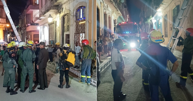 Rescatan a vecinos atrapados en un derrumbe en La Habana Vieja