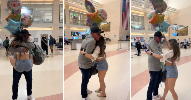 Joven cubana recibe a su padre en Estados Unidos