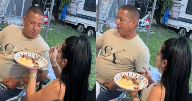 Viral: Cubana le da de comer a su pareja mientras juega al dominó