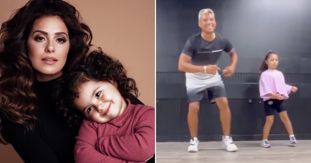 Sarah, la pequeña de Aly Sánchez, aprende a bailar en la academia de Micho Valdés