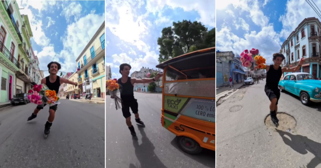  Impresionante sesión de patinaje de un joven por las calles de La Habana