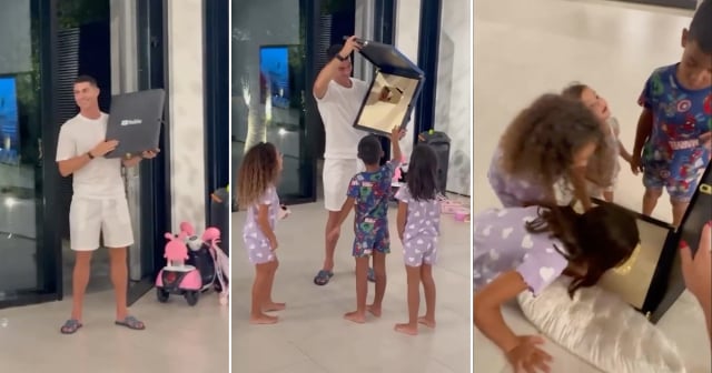 "Un regalo para mi familia": Cristiano Ronaldo muestra a sus hijos su placa de oro de YouTube