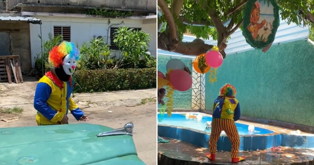 ¡Vaya sorpresa! Padre cubano llega a la fiesta de cumpleaños de su hija en la isla vestido de payaso