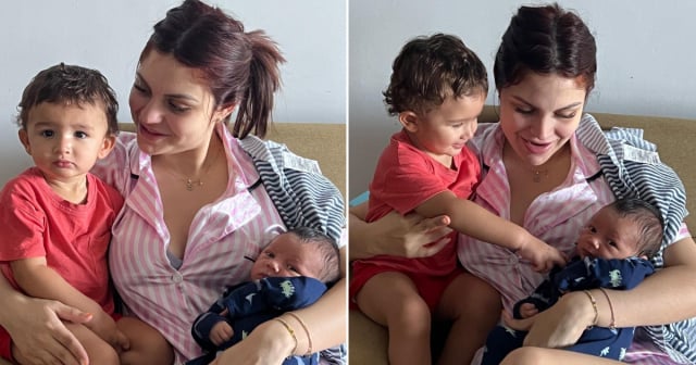 Sailly derrite las redes con adorables fotos con sus niños: "Así amanecí hoy"