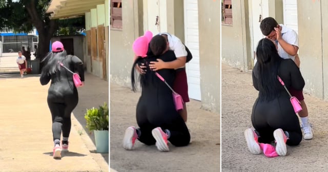 Madre cubana regresa a la isla tras dos años y sorprende a su hijo en la escuela