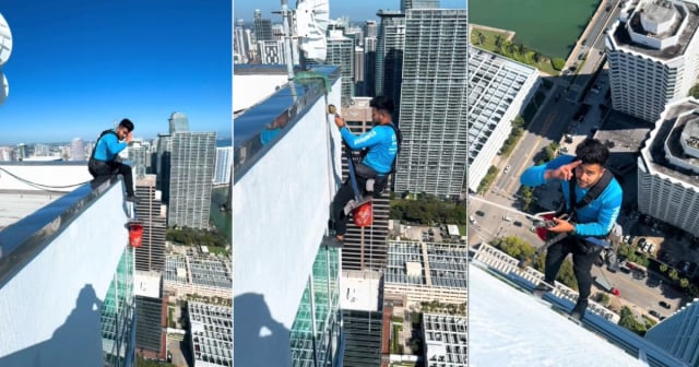 Cubanos desafían el miedo a las alturas mientras limpian cristales en rascacielos de Miami