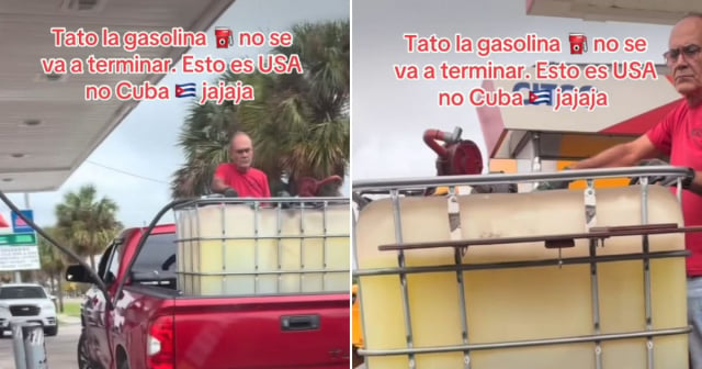 Captan a hombre en Miami llenando un tanque plástico con gasolina: "Esto es Estados Unidos, no Cuba"