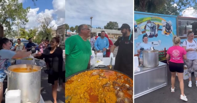  Cubanos reparten comida gratis a damnificados por el huracán Milton en Tampa