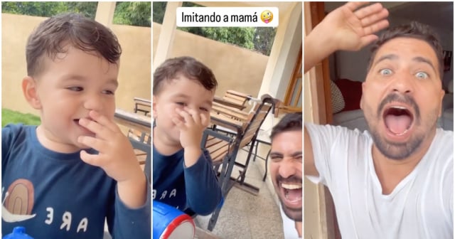 Alejandro Cuervo y su hijo Bastian protagonizan ocurrente broma: "Imitando a mamá"