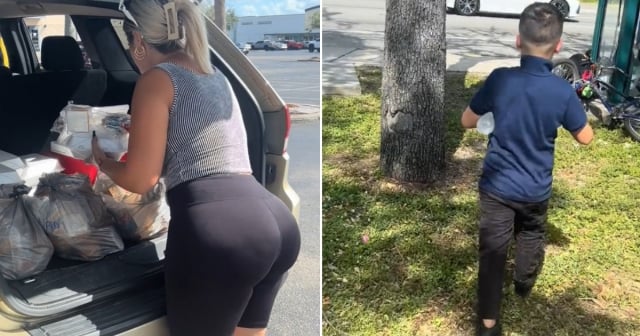 Cubana y su hijo regalan platos de comida a personas en la calle en Tampa: "Me hace feliz ayudar"