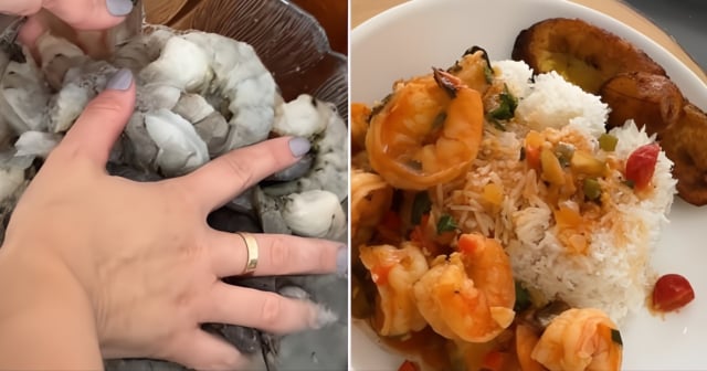 Enchilado de camarones: Cubana en Miami prepara delicioso almuerzo en 15 minutos