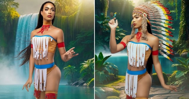 "Damas y caballeros, Pocahontas en vida": Pollito Tropical causa sensación con su disfraz de Halloween 