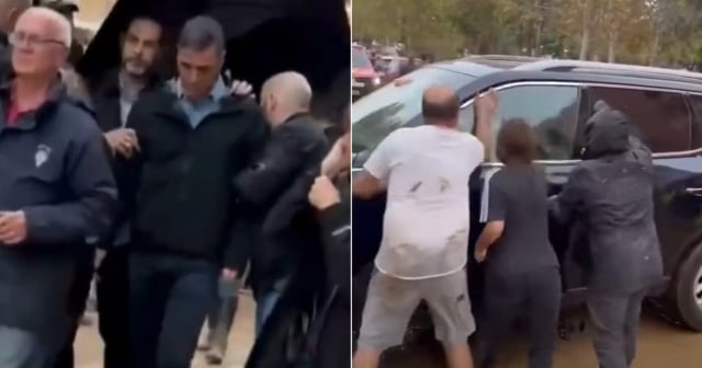 Presidente de España Pedro Sánchez abandona Valencia en medio de insultos y tras recibir un palazo en la espalda