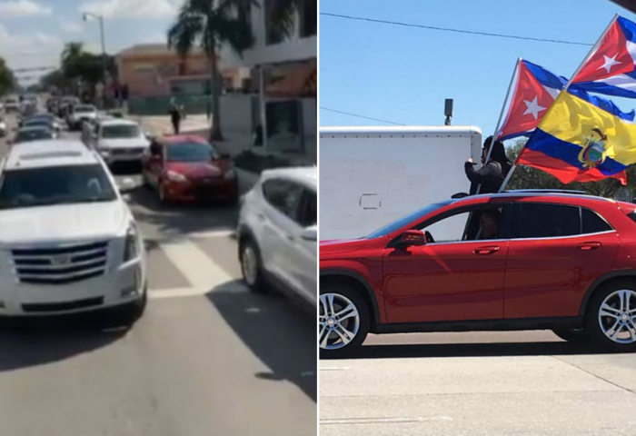 Caravana de autos sale por las calles de Miami al grito de