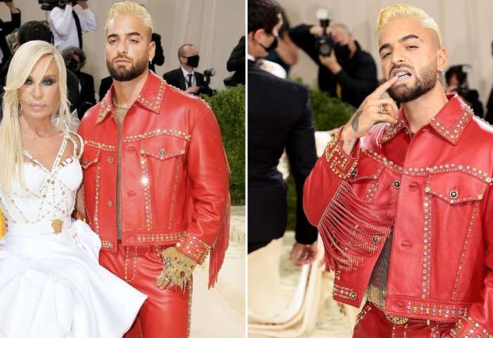 maluma rocks out in red @versace for the #MetGala at the