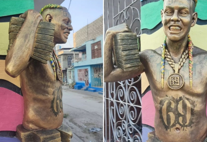 Escultor cubano crea figura de Tekashi 6ix9ine que adorna calle en Cuba