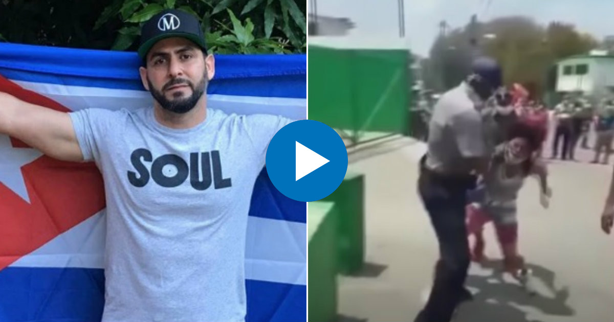 El artista cubano Michael Marichal y un acto de represión policial © Facebook / Michael Marichal /Captura de vídeo