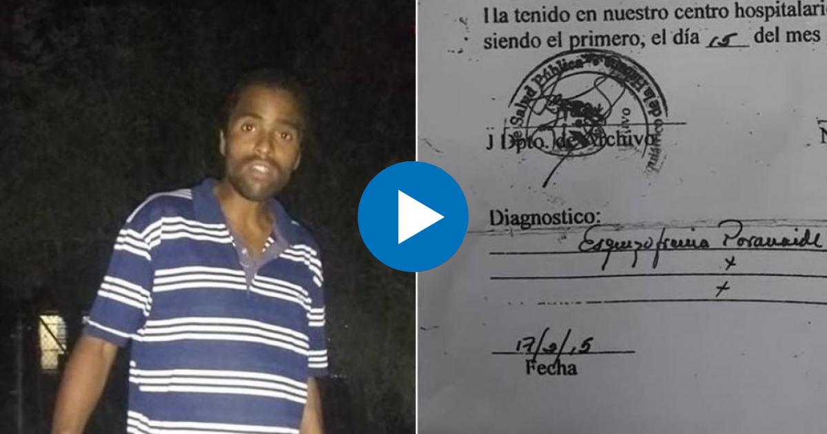 Osvaldo Lester López Miranda y certificado que acredita su condición médica © Captura de video de YouTube