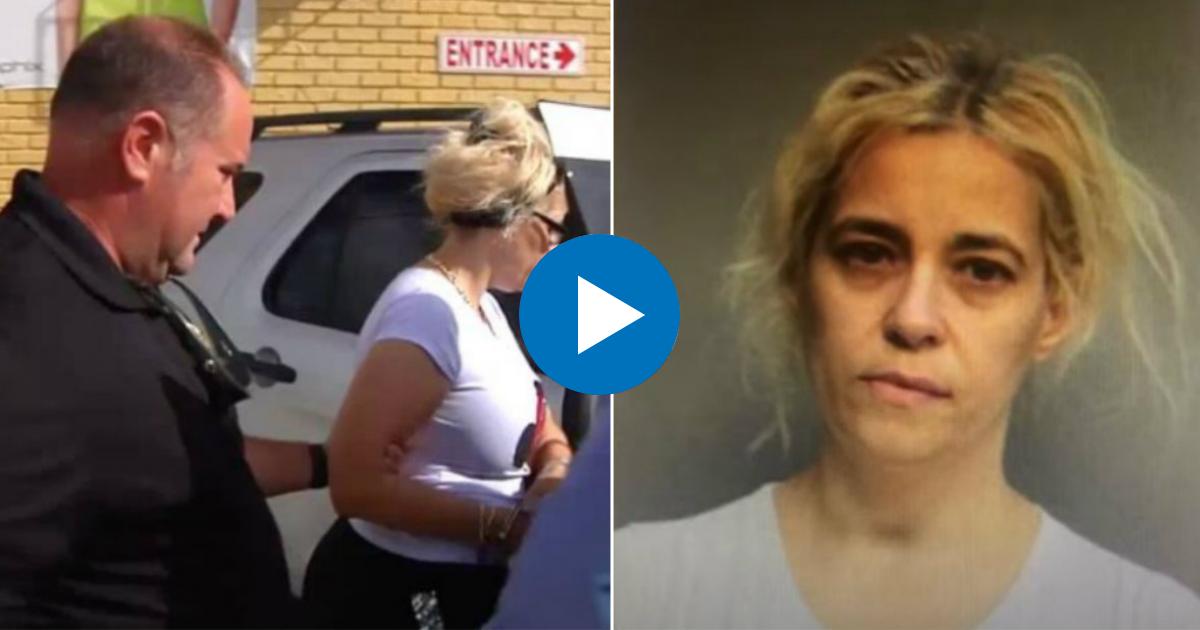 La mujer en el momento de su arresto (i) La encausada (d) © Collage YouTube/screenshot-America Tevé