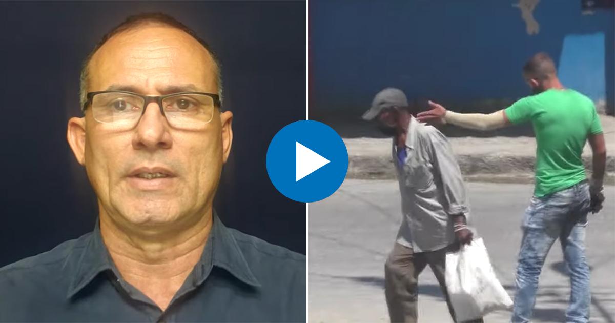 José Daniel Ferrer / Agente cubano impide a un anciano llegar a la sede de UNPACU © Captura de video / Youtube