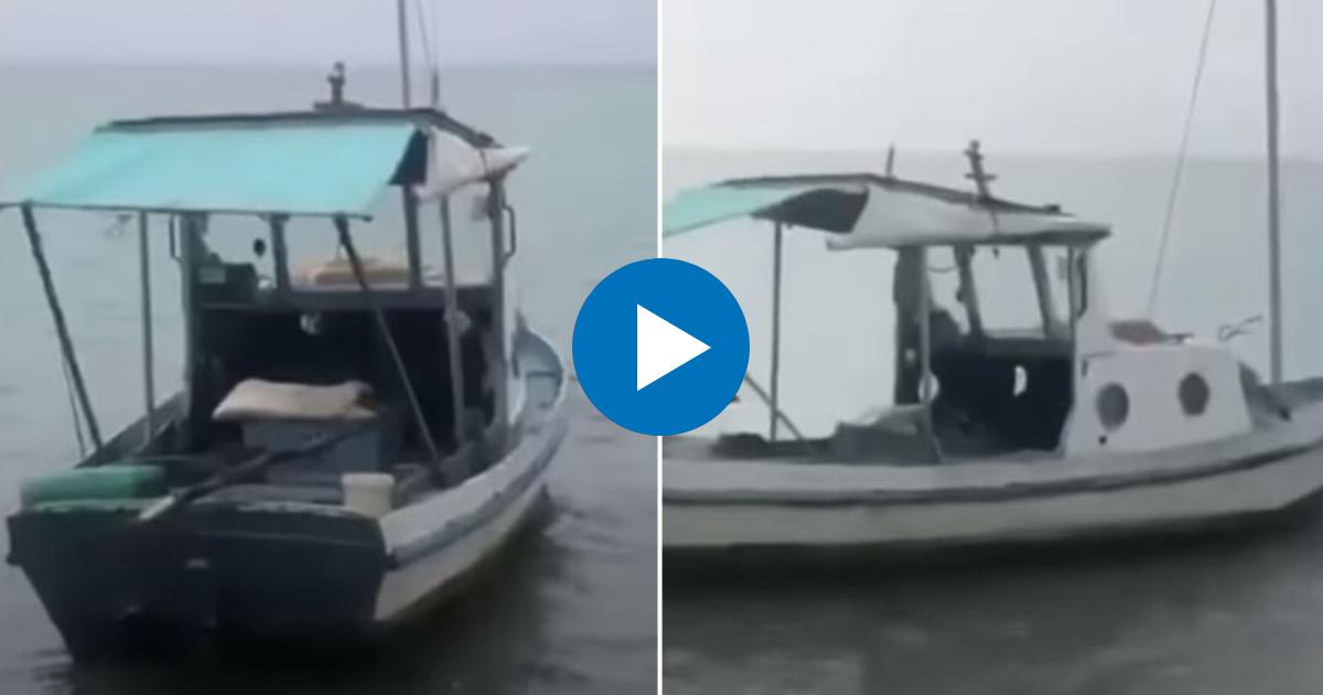 Bote pesquero encontrado en la orilla de la costa © YouTube/screenshot-Cubanos por el Mundo