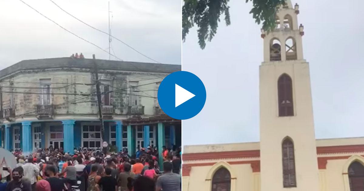 Protesta en Placeta/ Iglesia Parroquial “San Atanasio” © Facebook/Liesl Gonzalez