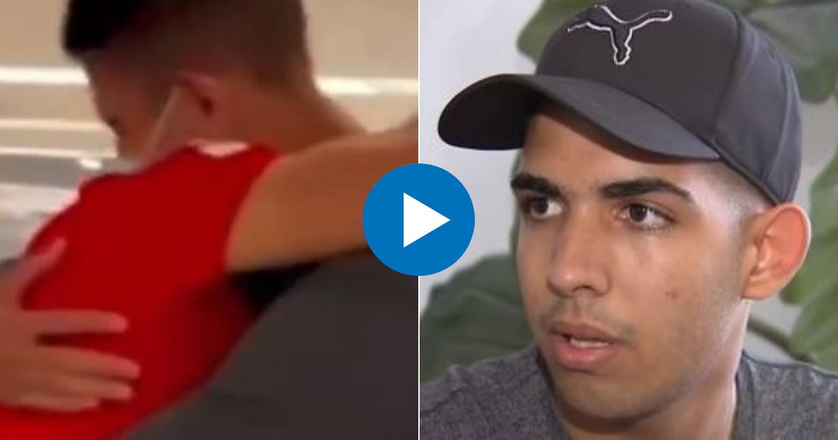 Reencuentro de padre e hijo en EE.UU. (i) y El joven cubano que realizó una larga travesía para entrevista en Guyana (i) © Collage Captura de Facebook/Univision