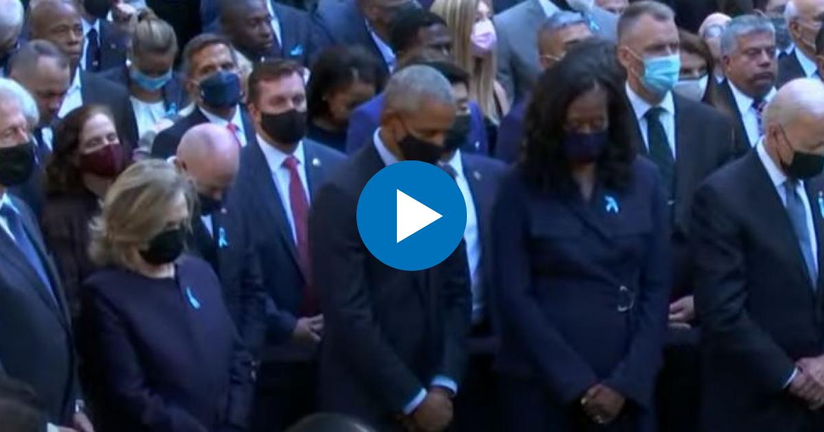 Joe y Jill Biden estuvieron acompañados de los expresidentes Bill Clinton y Barack Obama y de las exprimeras damas Hillary y Michelle © YouTube/Screenshot-CNN