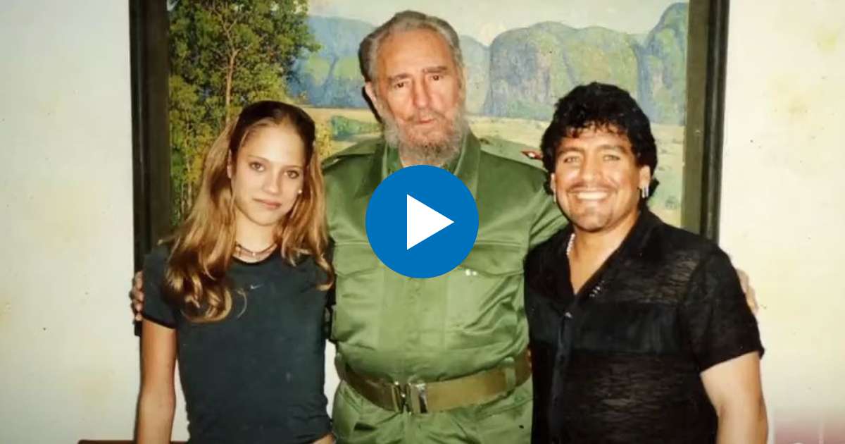 Mavys Álvarez, Diego Armando Maradona y Fidel Castro © Captura de video de YouTube de America TeVe Canal 41