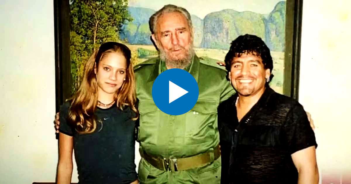 Mavys Álvarez, Diego Armando Maradona y Fidel Castro © Captura de video YouTube / America TeVe Canal 41