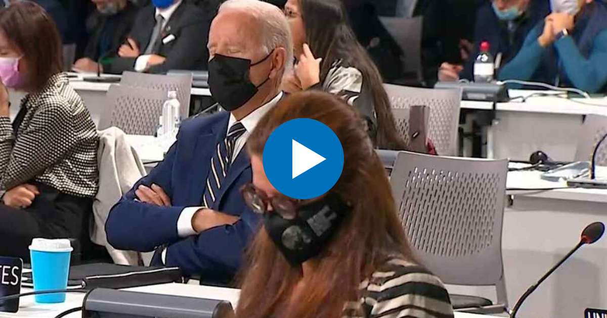 Joe Biden pareció quedarse dormido durante jornada plenaria de la Cumbre del Clima, este lunes © YouTube/screenshot-FoxNews