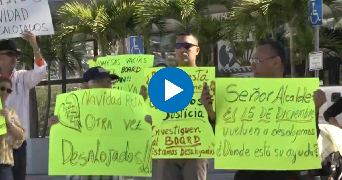Cubanos desalojados en Miami © Captura de video