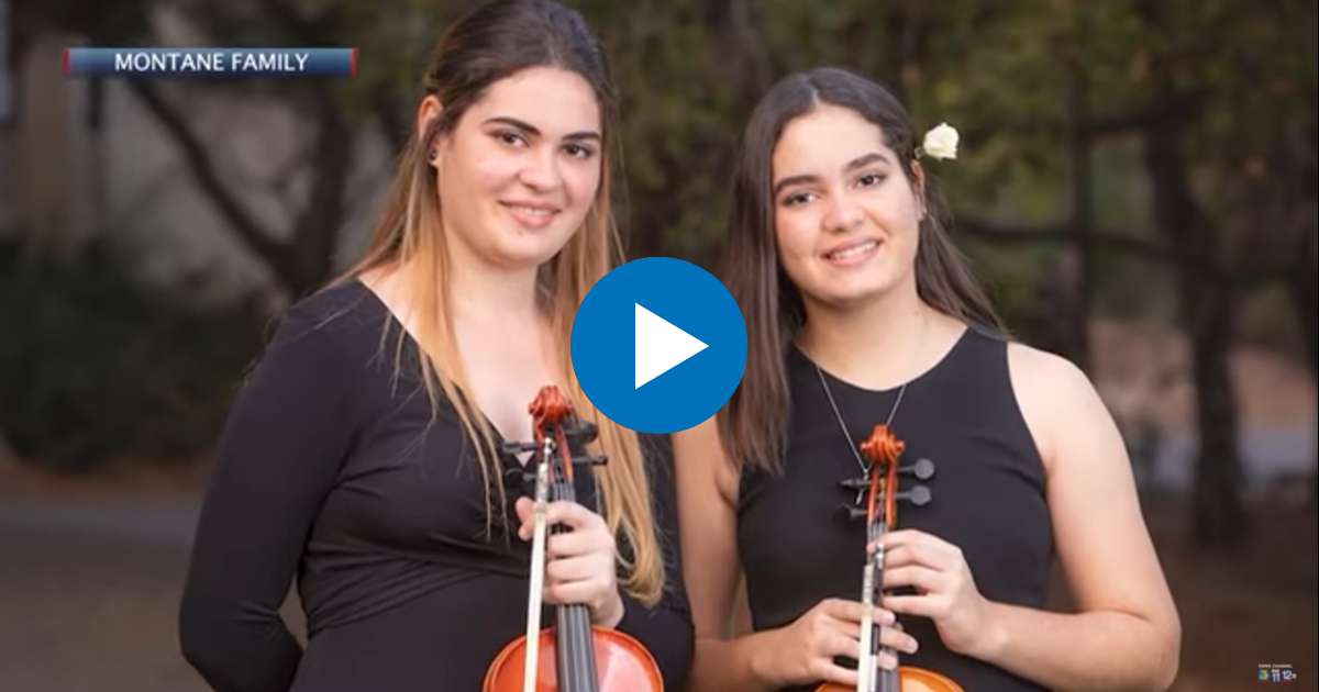 Violinistas cubanas Rosario y Roxana Montané © Captura de pantalla/ NewsChannel 3-12 de California