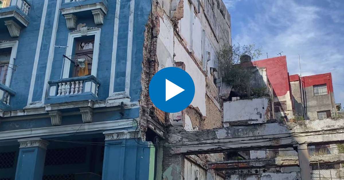 La Guillotina, pared en un edificio en Centro Habana © Cubanet / Captura de video